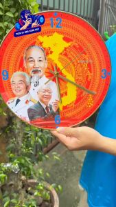 Đồng Hồ Treo Tường Tráng Gương Nền Trống Đồng Và Bản Đồ Việt Nam MS1 - Đồng Hồ Gỗ Cao Cấp Không Gây Tiếng Ồn