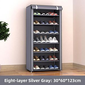 Simple Single Row Shoe Rack Cabinet Dustproof Plastic Fabric with Zipper Easy to Assemble Shoe Storage Solution Metal Frame