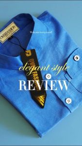 Kemeja Anak Blue Summer Tangan Pendek Laki Laki Bahan Linen Kerah Mandarin