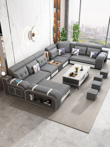 Minimalist Modern Large and Small Apartment Type Removable and Washable Cat Scratch Cloth Sofa Combination Corner Imperial Concubine Living Room Disposable Fabric Sofa