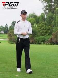 PGM ชุดกอล์ฟแฟชั่นมีปกรูดซิปดีไซน์แขนยาวบางนุ่มสบาย YF492อย่างชุดกีฬาคุณภาพสูงเสื้อโปโลสำหรับผู้ชาย