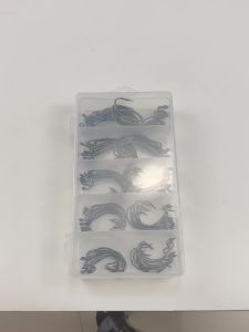 High Carbon Steel Offset Worm Fishing Hooks Assorted Sizes Curved Hooks Set With Plastic Storage Box For Freshwater Saltwater An