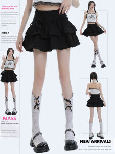 Mass Sweet Ruched Cake Dress Womens Summer 2024 New Arrival High Waist Black Skirt Pettiskirt A- line Skirt