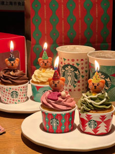 Cute Bear Birthday Cake Candle Baby One Year Old Party Creative Cartoon Decoration Smokeless Birthday Celebration Supplies