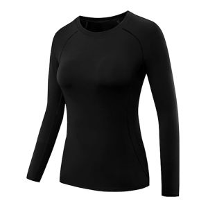 Womens Compression Shirt Athletic Yoga Running Long Sleeve T-Shirt Spring Fall Gym Workout Stretchy Baselayers Rash Guard Tops