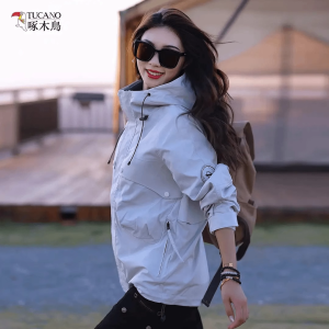 Woodpecker Spring & Fall New Arrival Couple Shell Jacket Waterproof Hooded Jacket Shell Jacket Mens and Womens Outdoor Hiking Windproof Outwear