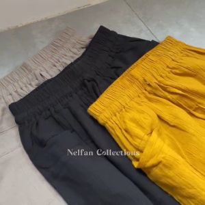 CELANA HINATA 7/9 WANITA KATUN LINEN CRINKLE CROP PANTS