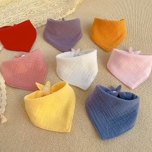 8686.Lucky  ผ้ากันเปื้อนเด็ก แบบสามเหลี่ยมซับน้ำลาย ผ้าฝ้าย 100% สีสันสวยงาม พร้อมส่ง