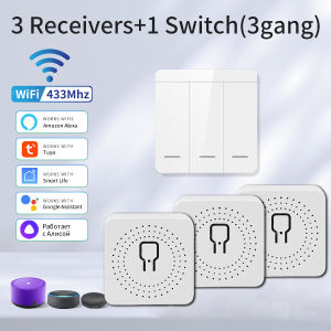 Tuya WiFi Smart Switch RF 433MHz Wireless Wall Panel Switch Smart Home Relay Receiver Work With Smart Life App Alexa Google Home