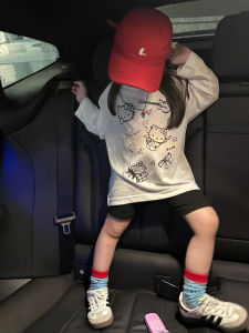 HelloKitty Cotton Long Sleeve Baby Girls T-shirt Thin Autumn Wear Childrens White Top Korean Style Pure Cotton Kids Clothes