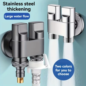 Stainless steel double outlet faucet non-slip handwheel design multi-function toilet flusher bathroom pipe 2.54cm and 2 outle