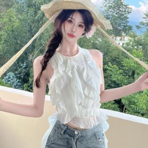 GUZILIAN | เสื้อกั๊กสายเดี่ยวคอวีแขนกุดสำหรับผู้หญิงในช่วงฤดูร้อนปี 2025 ดีไซน์เก๋ไก๋ เสื้อผ้าทำงานสไตล์เรียบง่าย สัมผัสหรูหรา