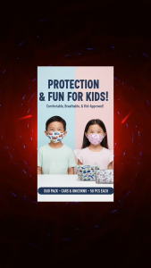 50PCS Kids 3PLY Disposable Face Mask | Super Car & Pony Design | Comfortable & Safe