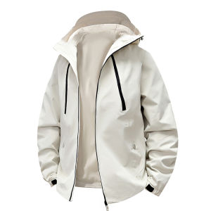 Dalian-style hat design zippered front Velcro sleeves mens outdoor windbreaker