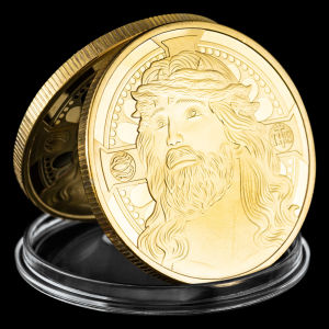 Jesus Coin Crown of Thorns Golden Plated Souvenirs and Gifts Christian Commemorative Coin Pray Coins