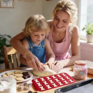 1/2PCS Silicone 18 Continuous Dog Bone Mold Baking DIY Cake Flip Sugar Biscuit Chocolate Ice Grid Mold Fire Paint Wax Mold