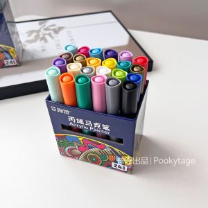 Art Supplies Childrens DIY Hand Drawing Pen Acrylic Marker Pen 24 Colors Full Color Painting Pen Quick Dry round Head Pen