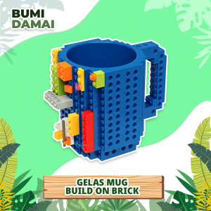 Bumi Damai Gelas Cangkir Mug Unik Build on Brick Set Mainan Bongkar Pasang 350 ML Minuman Susu Kopi Teh Hangat Plastik Food Grade