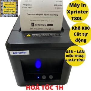 Máy in hóa đơn bình luận live Xprinter In Điện Thoại k80 - Máy in nhiệt T80L Mạng Lan + USB Bảo hành 12 tháng chính hãng
