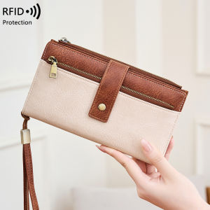 MLZH | RFID Protection Multi Card Slot Trifold Long Vintage Fashion Ladies Wallet