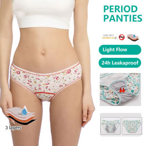 Leakproof Menstrual Panties Girls Menstrual Period Underwear Cotton Printed Menstruation Underpants for Teenager Student