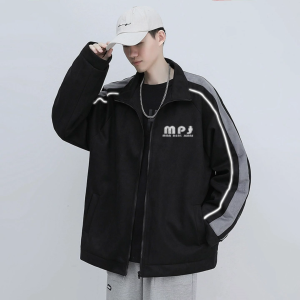 Couples American-style color-blocked patchwork coat loose and sporty casual jacket