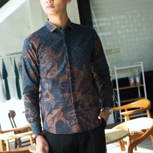 MENSBATIK - REKTASHAKI - batik pria - lengan panjang Baju Batik Slim Fit Pakaian Pria Bahan Katun Kemeja Batik Ukuran Besar Dan Kecil - Lazada