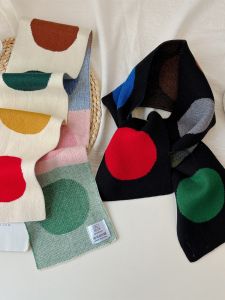 Khăn Choàng Cổ Ngắn Dệt Kim Họa Tiết Tròn Nhiều Màu Phong Cách Hàn Quốc Dành Cho Nữ Mùa Thu Đông Trang Trí Bảo Vệ Cổ