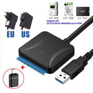 USB 3.0 to SATA Adapter Cable for 3.5/2.5 Inch SSD HDD SATA III Hard Drive Disk Support UASP Compatible with USB 1.1/2.0/3.0