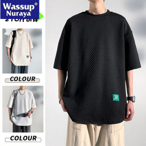 เสื้อยืดคอกลมแขนสั้นทรงหลวมสไตล์ยูนิเซ็กซ์สำหรับฤดูร้อนจาก WASSUP NURAYA ผ้าโพลีเอสเตอร์ผสมยืดหยุ่น