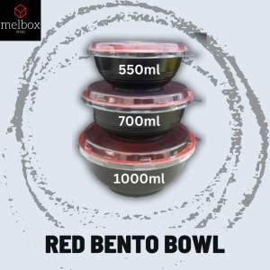 [25 pcs] Red Bento Bowl Soup Bowl Disposable Noodle Bowl Rice Meal Rice Topping