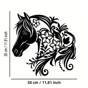 CIFbuy | Tranh Trang Trí Tường Hình Đầu Ngựa Sắt 2D Cắt Laser Kim Loại Phủ Bột Chống Gỉ Phong Cách Bohemian