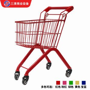 Pink Double Layer Shopping Cart Small Pushcart for Street Vendors Mini Convenience Store KTV Beer Truck Plastic Material