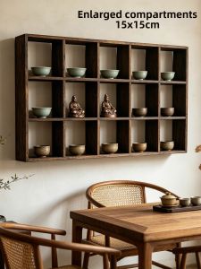 Large Wooden Wall-mounted Display Shelf