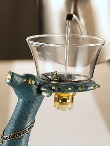 Glass Teapot Infuser Magnetic Drip Pot Maker Dripping w/ Base Reindeer Decor