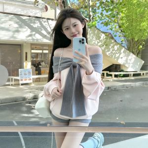 CHANGTONG | French Style Sweetheart Off-shoulder Top with Shorts Set
