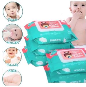 Baby Wipes 80 Sheets Disposable Cotton Wet Tissues Baby Care Napkin Non-Alcohol Face Wipes Facial Paper Towel - TRENDSETTER