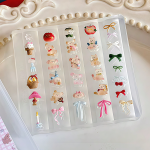 Cute Dog Bowtie Rabbit Heart Flower Edged 3D Nail Art Decoration Silicone Mold DIY Transparent Mold for Nail Art Design