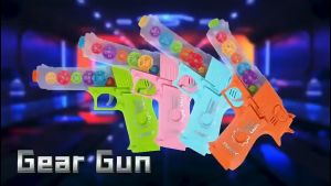 ของเล่นปืนเกียร์ มีเสียงมีไฟ ของเล่นปืนมีเฟืองหมุน สีสันสดใส ไม่มีอันตราย