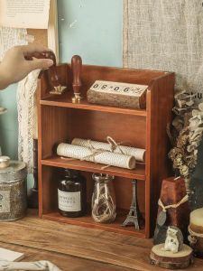 กล่องเก็บของแบบติดผนังทำจากไม้สำหรับโต๊ะทำงาน Zakka สำหรับเครื่องสำอาง จัดระเบียบสิ่งของบนโต๊ะแบบเรียบง่ายและทันสมัย