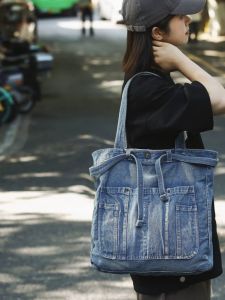 Casual Denim Tote Bag Womens Summer Fashion Underarm Single Shoulder Commuter Bag Large Capacity Handbag Casual Style