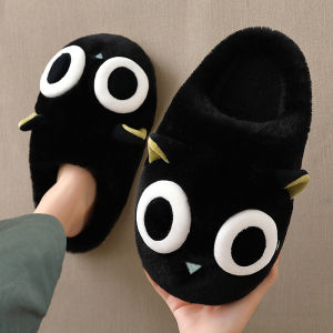Mens Cotton Slippers Winter Thick Bottom Plush Indoor Home Anti-Slip Slip-On Shoes Comfortable Wearing Experience Casual Style