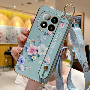 Mongit Redmi Note15 pro plus Silicone Phone Case with Lanyard Womens Full Edge Protection Soft Shell Fresh Floral Design