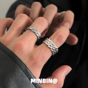 Retro Twisted Ring Adjustable Open Design Simple Minimalist Cold Style Mens Ring Finger Ring Fashion Jewelry Accessory