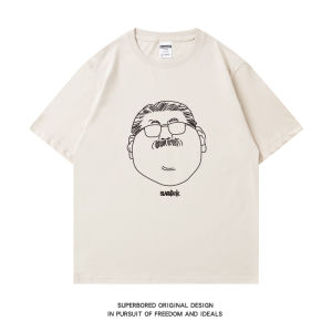 เสื้อยืดคอกลมแขนสั้นผ้าฝ้ายแท้สำหรับผู้ชาย ฤดูร้อน 2023 เสื้อตัวบนหลวมๆ ลายโค้ช Anji ของเกมบาสเก็ตบอลที่น่าทึ่ง