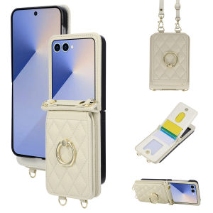 Ví Da Đeo Chéo Có Khe Đựng Thẻ Và Vòng Giữ Điện Thoại Dành Cho Samsung Galaxy Z Flip 7/6/5/4/3 Flip7 FE - Ốp Bảo Vệ Điện Thoại