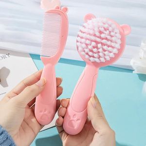 2pcs Baby Hairbrush Comb Portable Newborn Toddlers Nylon Soft Hair Brush Head Massager Comb Set Baby Kid Hair Care Supplies