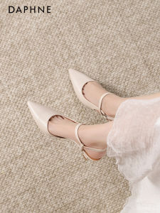 Daphne Womens Fashion Sandals 2025 New Summer Pointed Toe High Heels Thin Heel Fairy Style Sandals PU Material Slip-On Shoes