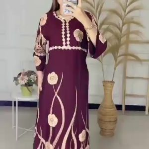 Daster Arab Motif Bunga Lengan Panjang Bahan Rayon Adem Premium Renda Turki Terbaru Dress Wanita - Bahan Rayon Solo Halus, Nyaman, dan Tidak Luntur - Lengan Renda