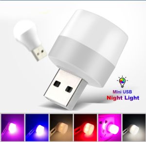 5Pcs Round LED Night Light Mini USB Plug Lamp 5V Super Bright Eye Protection Book Light Reading Light